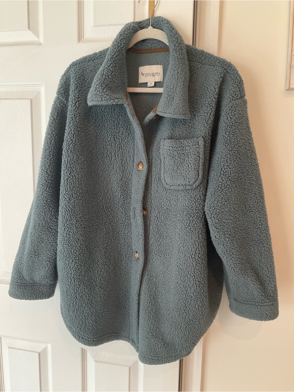 Koolaburra Dusty Blue Teddy Sherpa Button-Up Jacket